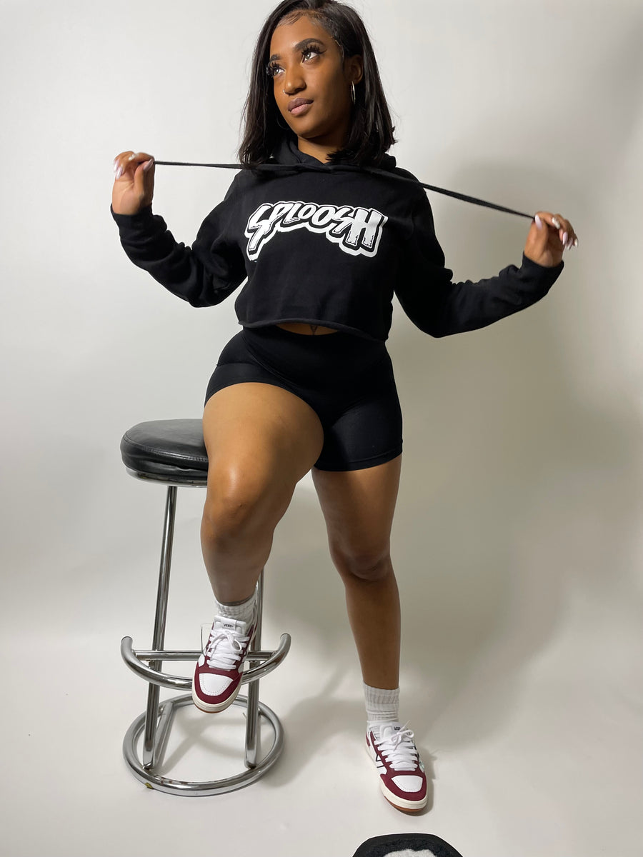 OG Sploosh Women’s Crop Top Hoodie (Black & White)